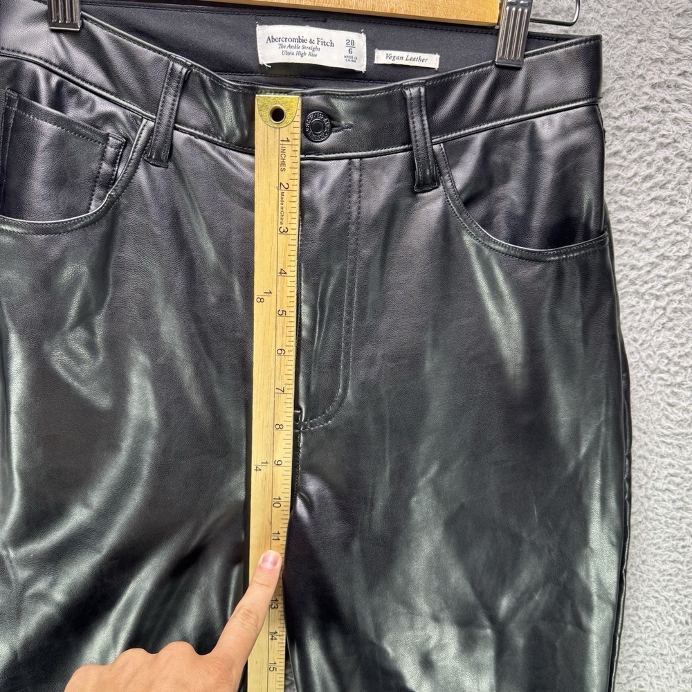 Abercrombie & Fitch Vegan Leather Pants Womens 28 6 Ankle Curve Love High Rise - Picture 7 of 11